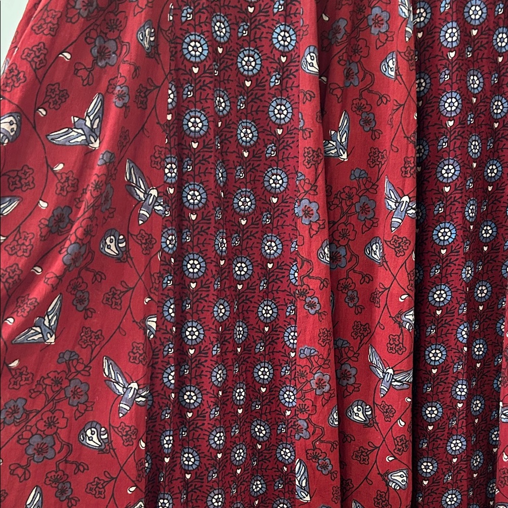 April Cornell Dress XL Burgundy Indian Print Maxi Floral Bohemian Festival - Picture 5 of 16